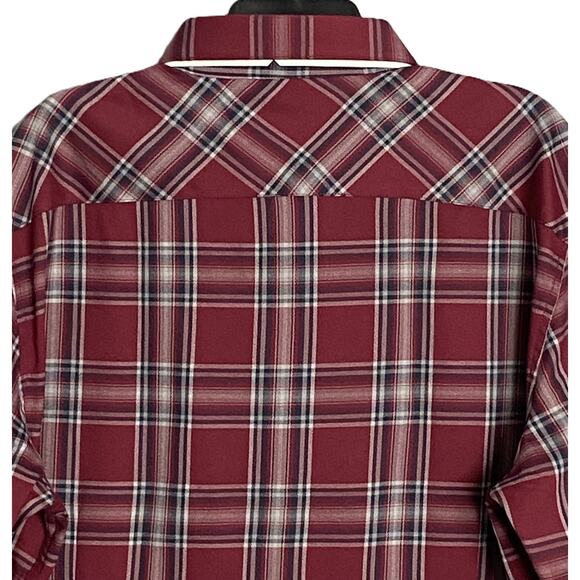 Mizzen+Main Men's XXL Trim Fit City Flannel Twill Shirt Burgundy Plaid NWOT - Picture 6 of 10